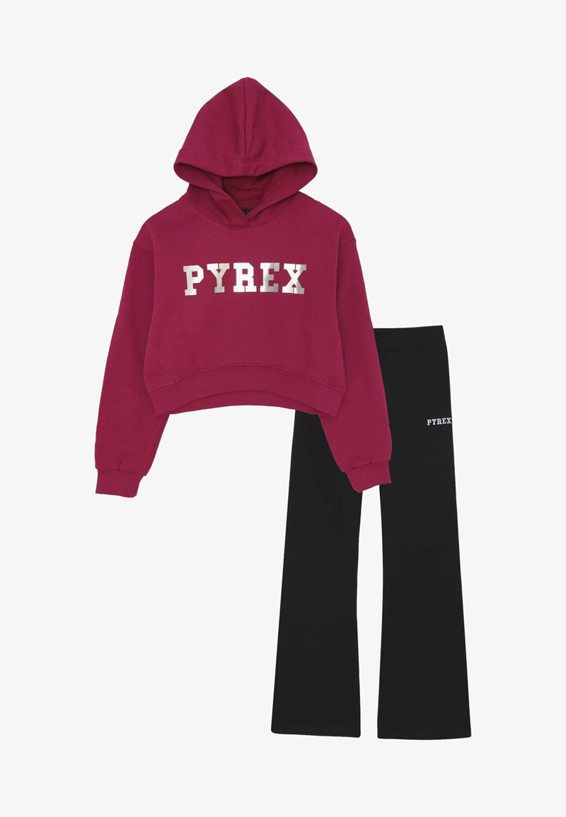 Pyrex completo bambina felpa cappuccio rosso scuro 2-16 anni cotone - FUXIA | CammarataMode