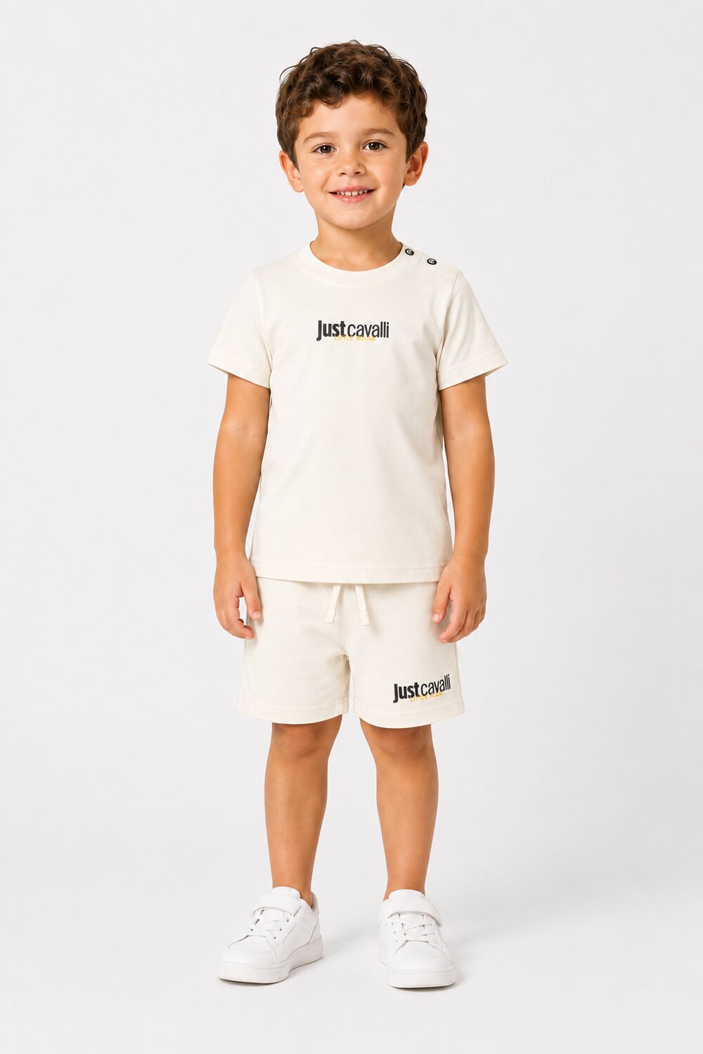 Just Cavalli Completo Estivo Tshirt Bermuda Panna Jc Neonato JIP26044CJ_