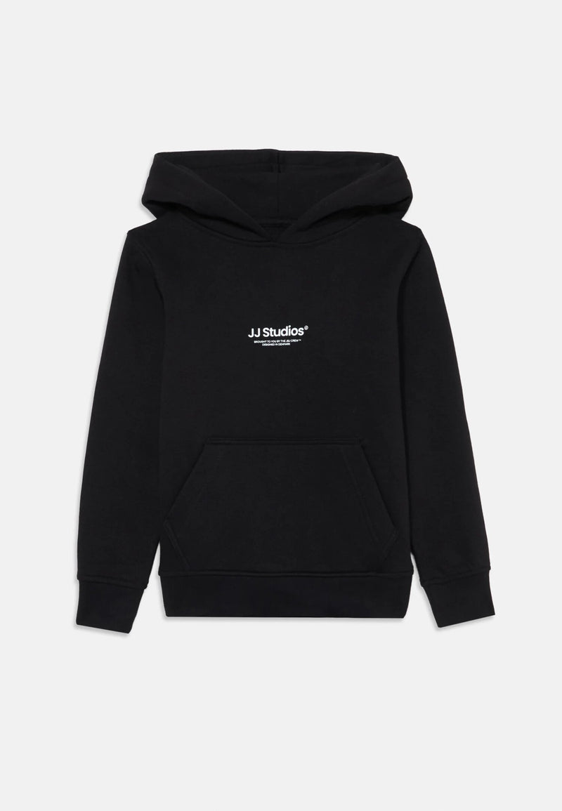 Jack & Jones felpa nera con cappuccio bambino e ragazzo JJ Studios - NERO | CammarataMode