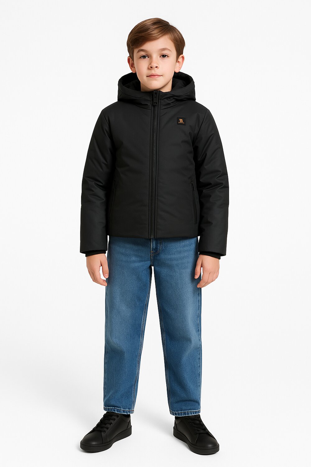 Refrigiwear Giubbotto Nero Bambino In Nylon Con Cappuccio Quotidiano AI25