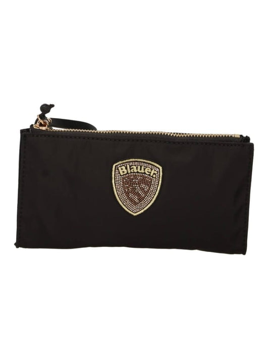 Blauer portafoglio nero donna logo con strass | Misure 10 x 20 x 1 cm