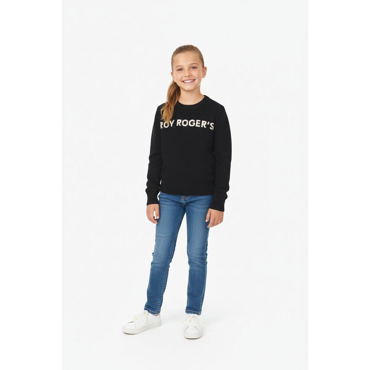 Roy Rogers Maglione Bambina Logo Ricamato - Nero (2-16 Anni)