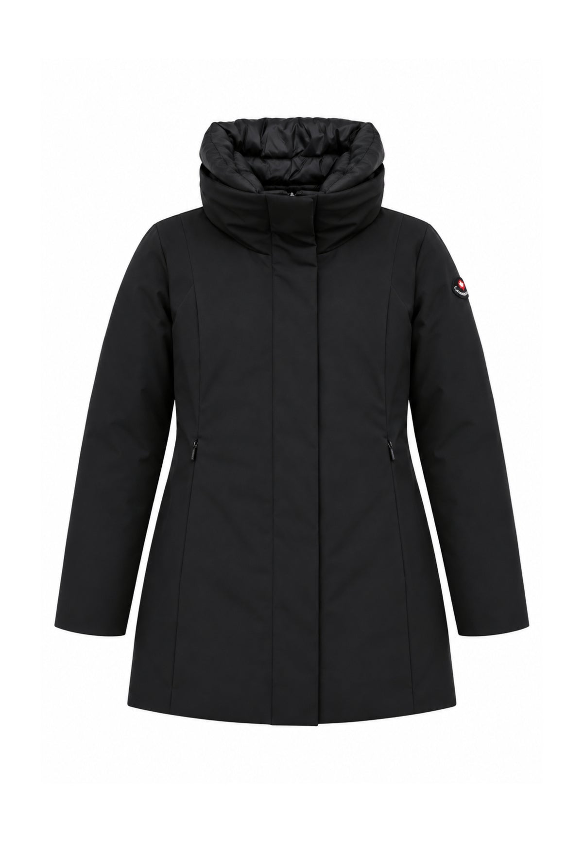 Canadiens Giubbotto nero con cappuccio a metà coscia Donna 0.313 tech/w.ne_