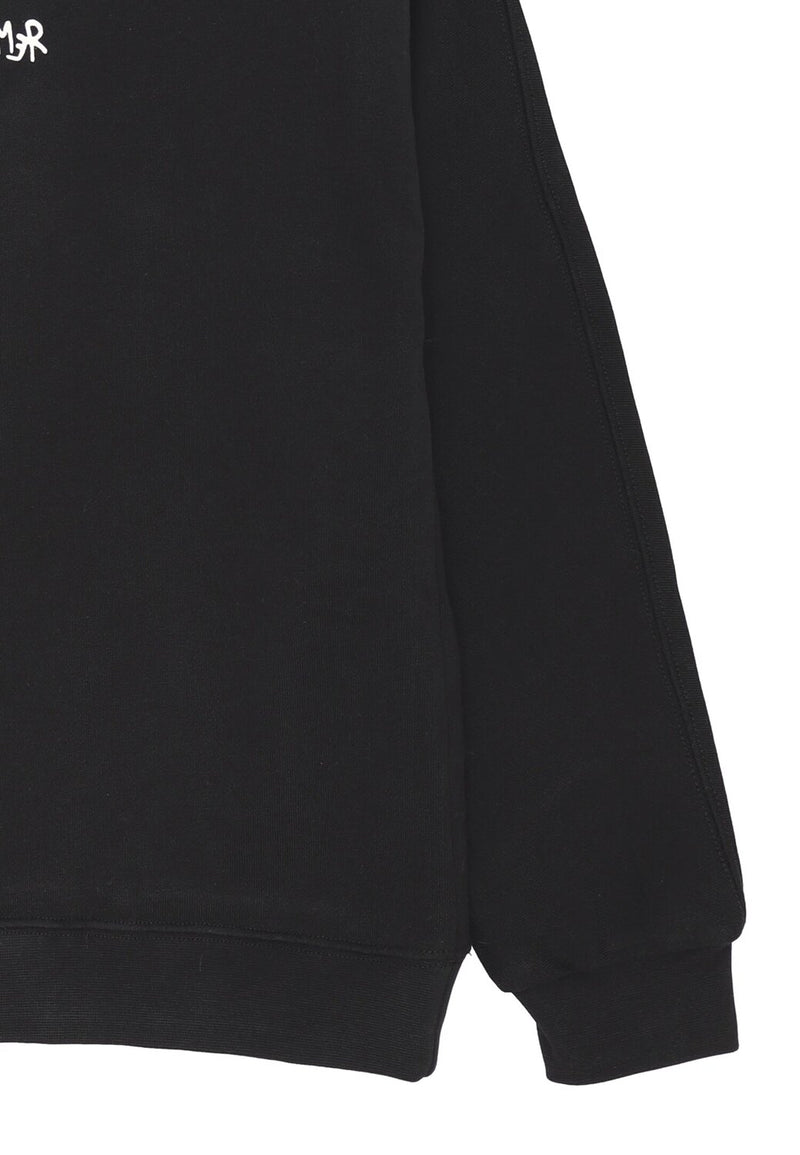 Disclaimer felpa bambino nera cotone inverno logo ricamato - NERO | CammarataMode