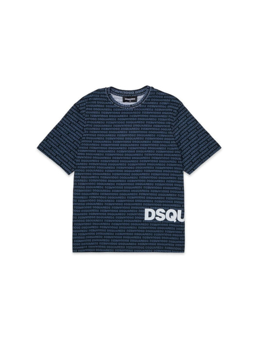 Dsquared t-shirt kids/junior in cotone nero con logo allover Bambino