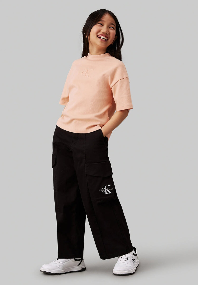 Calvin Klein Pantaloni Cargo Bambina Neri Cotone Elastan Stile Urban - NERO | CammarataMode
