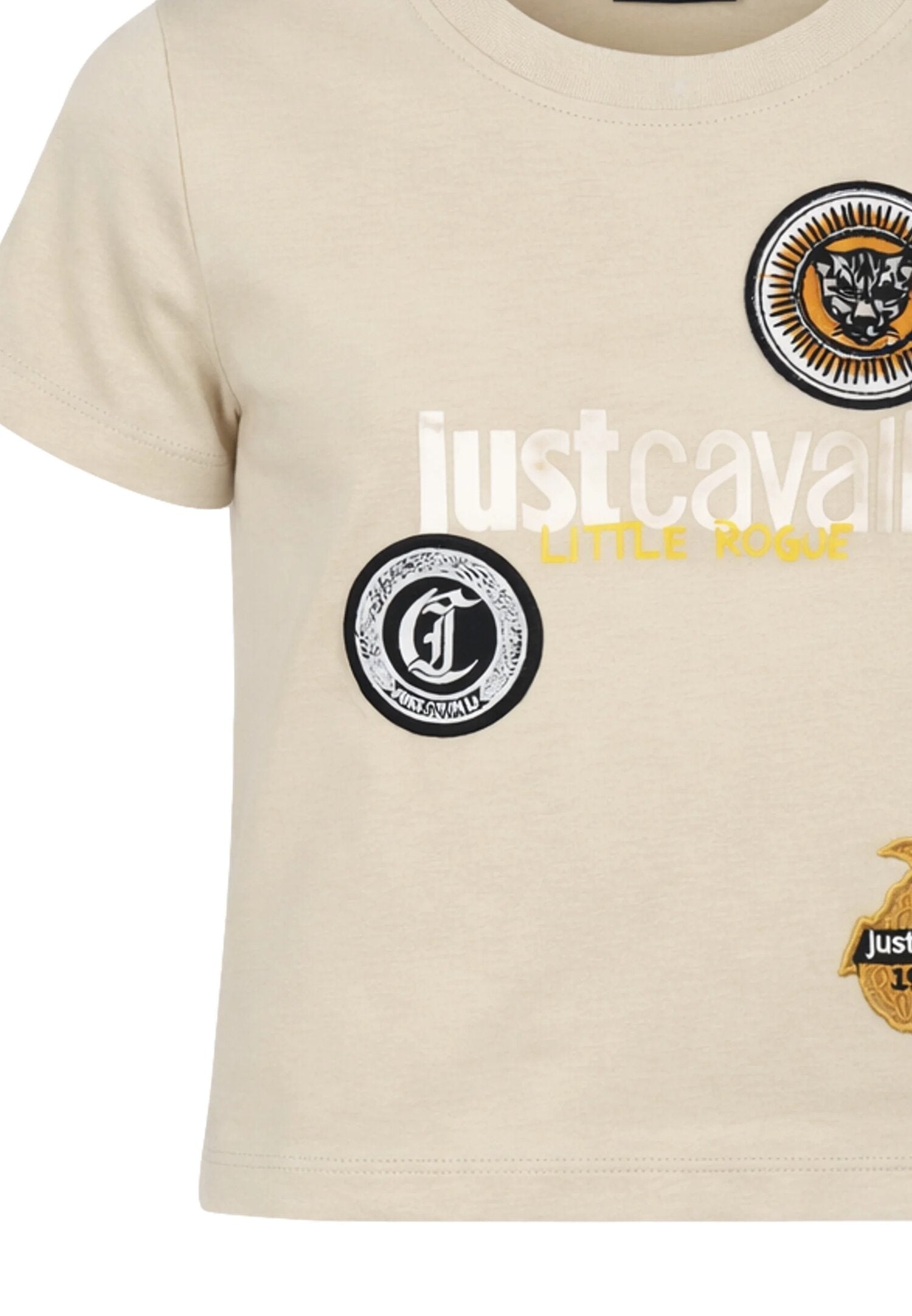 Just Cavalli Tshirt Beige Con Patch Bambino Maniche Corte - JIP26088TS_
