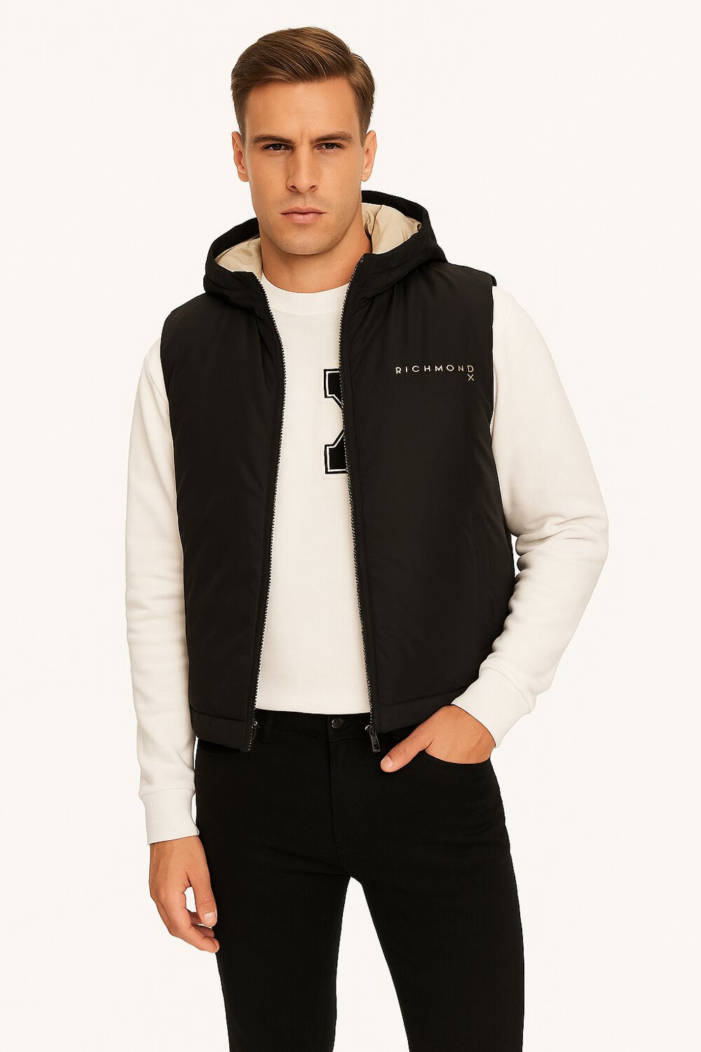 JOHN RICHMOND – Smanicato da Bambino con Cappuccio – Nero Beige