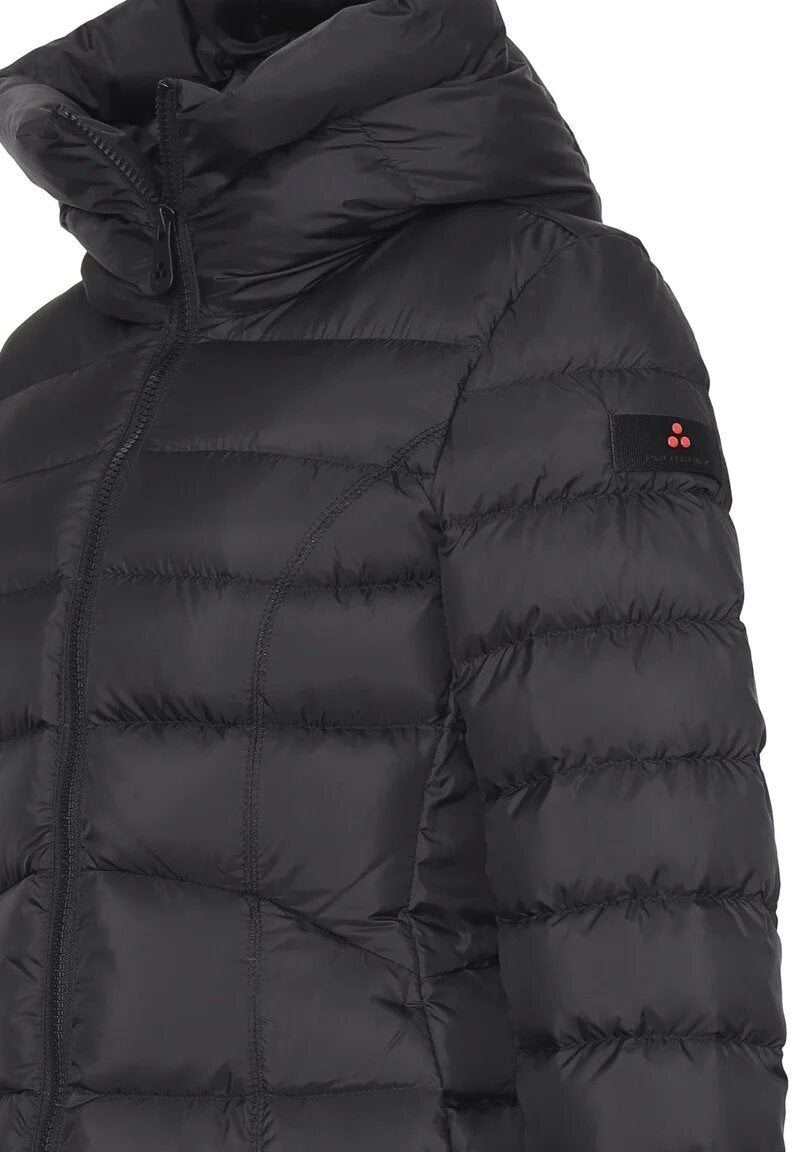 Peuterey Giubbotto Nero Bambina In Nylon Con Cappuccio Invernale AI25