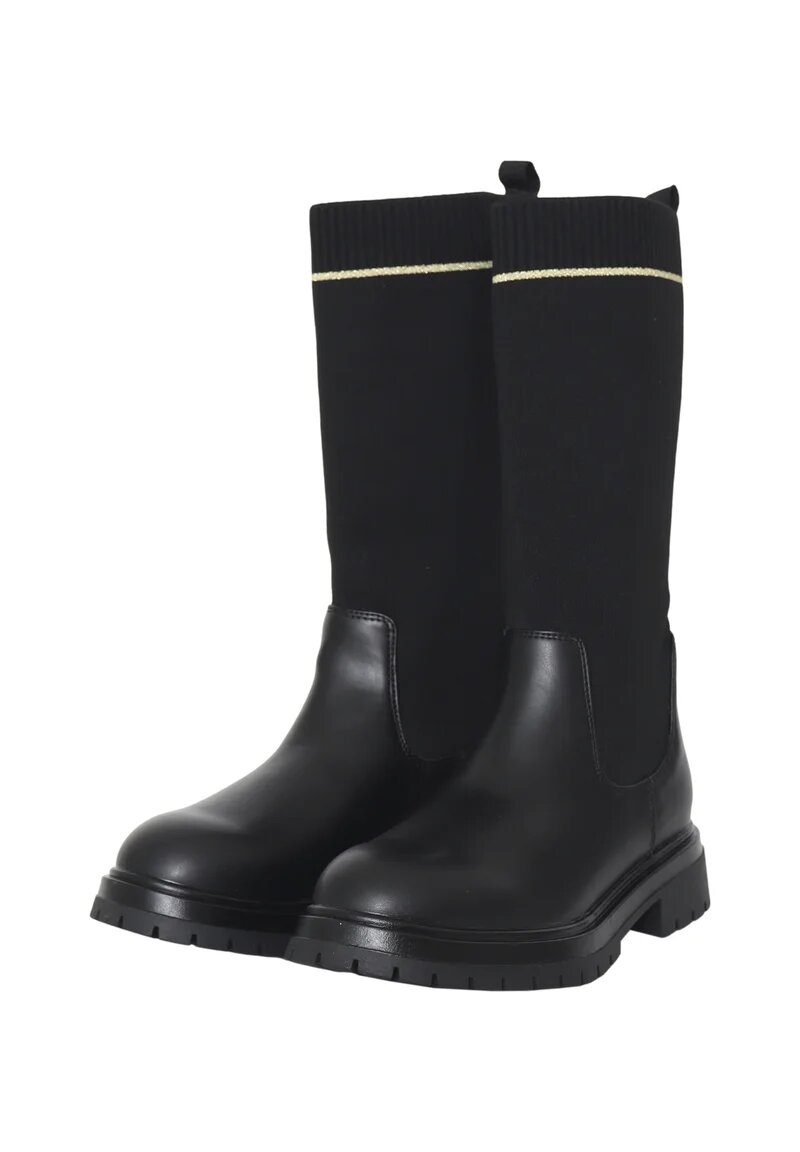 Tommy Hilfiger stivali alti bambina neri inverno maglia gambale