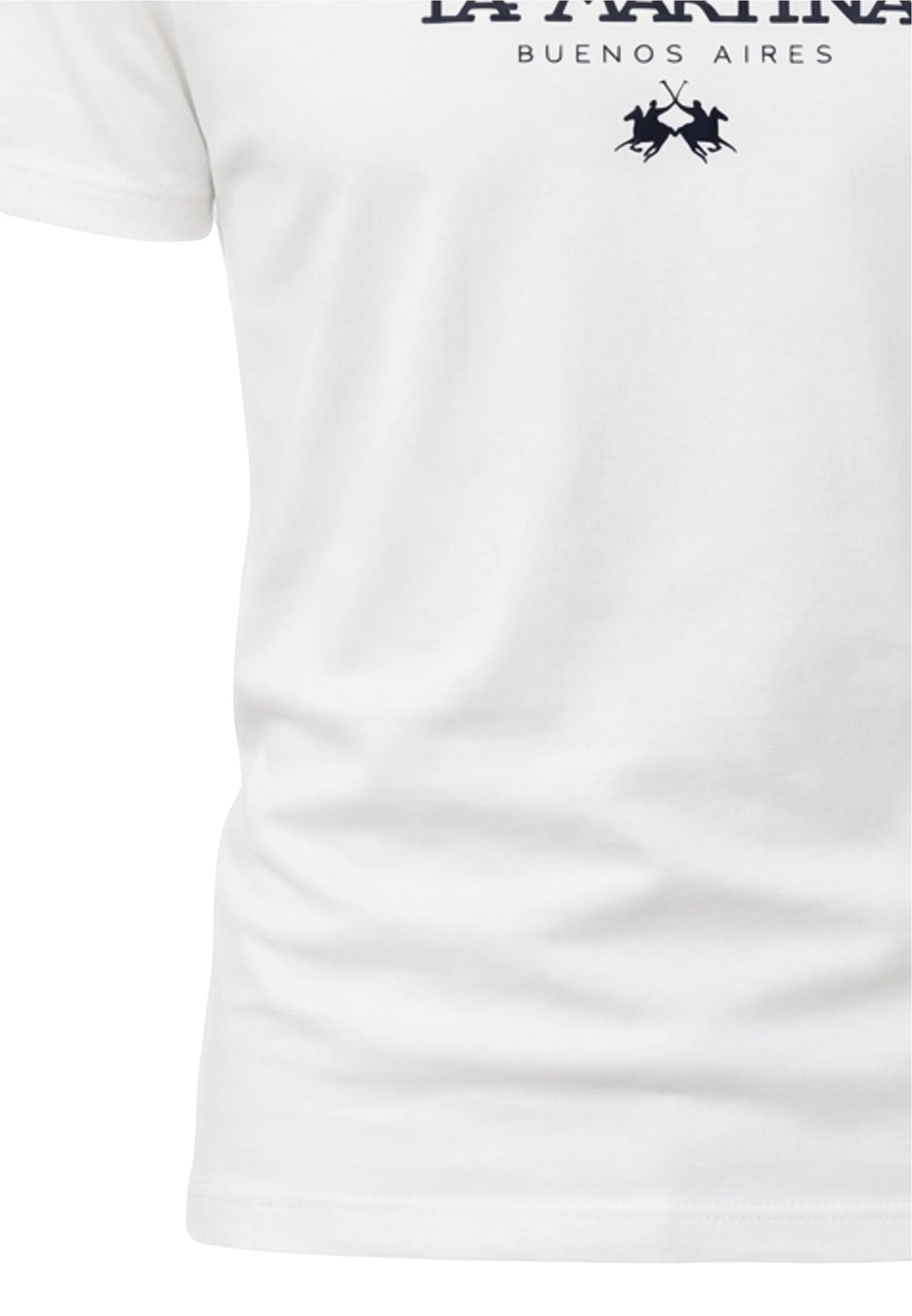 La Martina t Shirt Bianca Con Bandiera Piccola Logo Bambino MAB0005_