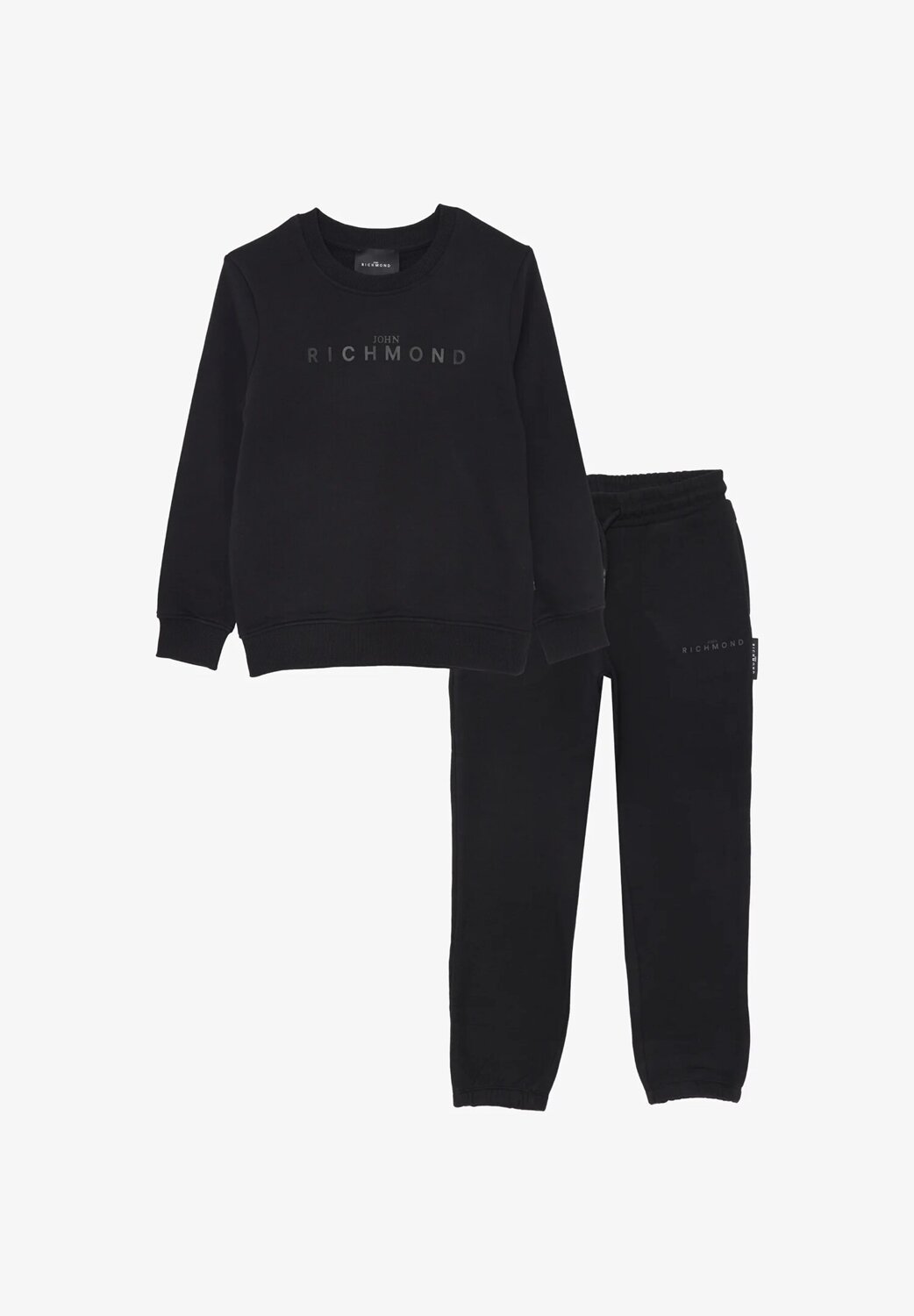 John Richmond tuta bambino nera cotone inverno con logo stampato