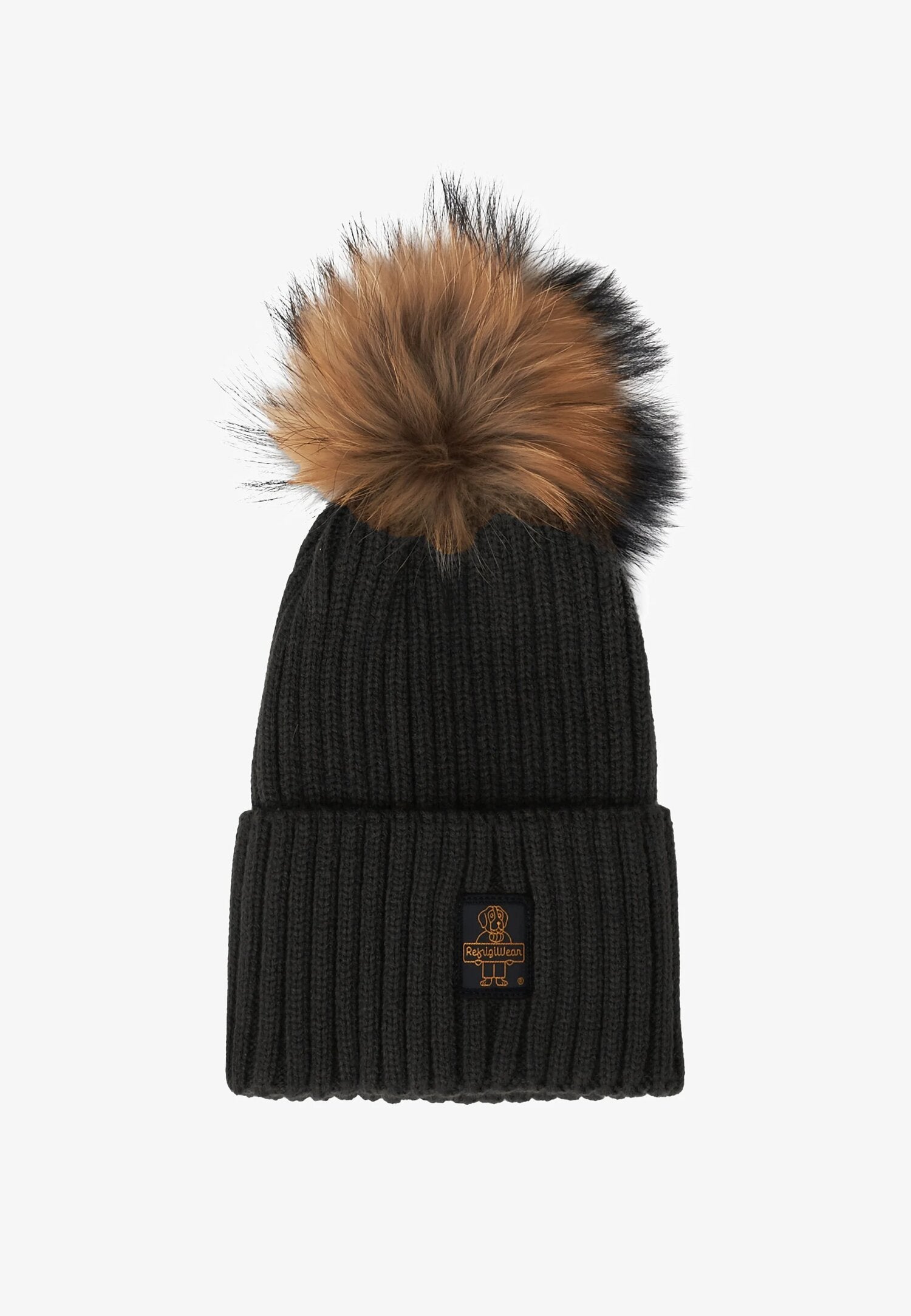 Refrigiwear Cappello Nero Donna Ponpon In Lana Cuffia Quotidiano AI25