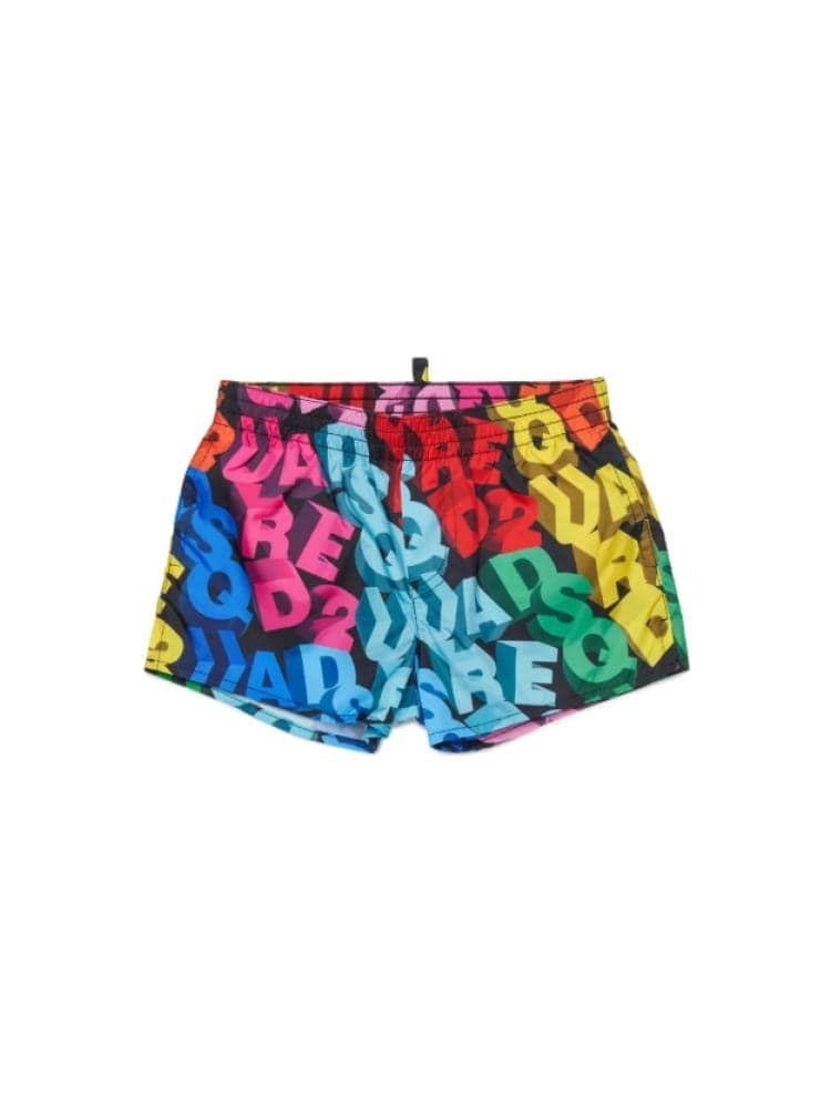 Dsquared costume da bagno infant multicolor con logo 3d Bambino