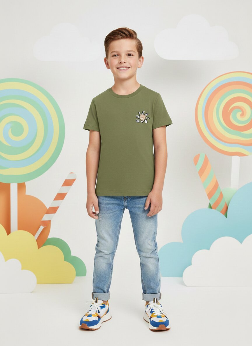 Moschino Tshirt Verde Bambino Girocollo Sportivo In Cotone 15526787711359_
