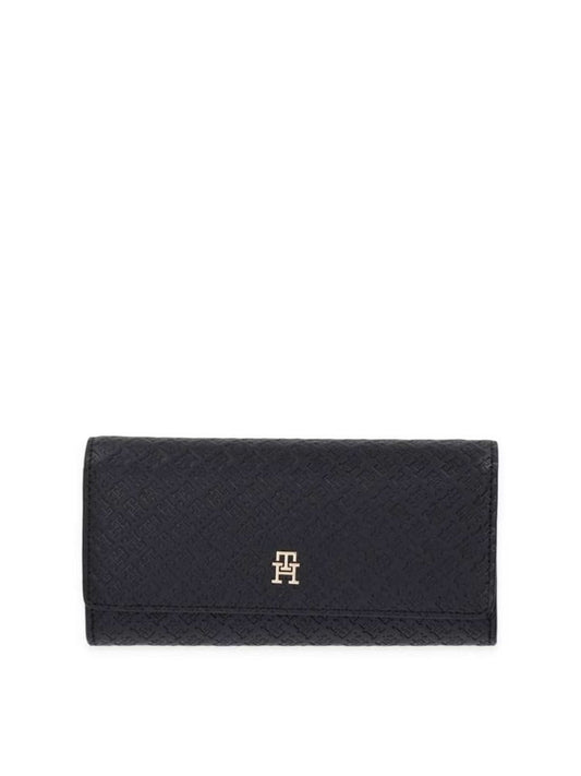 Tommy Hilfiger portafoglio nero donna logo all over | Misure: 9.5 x 19 x 3.5 cm