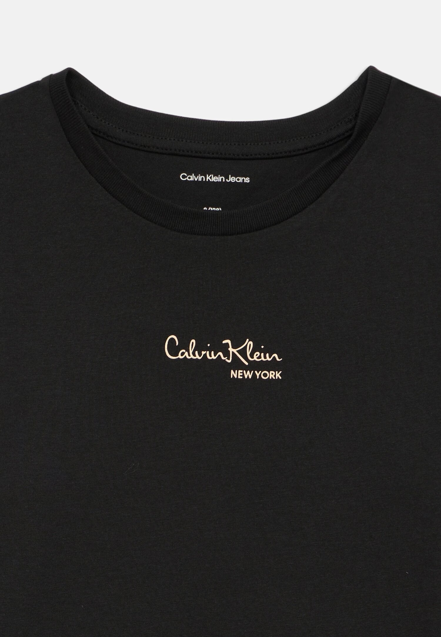 Calvin Klein Tshirt Nera Bambina In Jersey Maniche Corte Scuola PE26