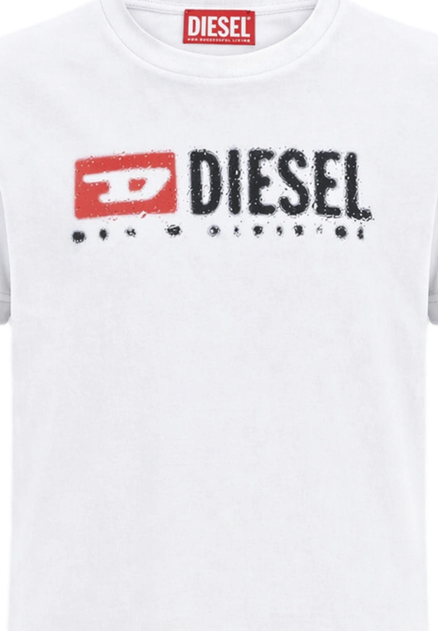 Diesel Tshirt Bianca Con Logo Effetto Bagnato Bambino TADJUSTK_