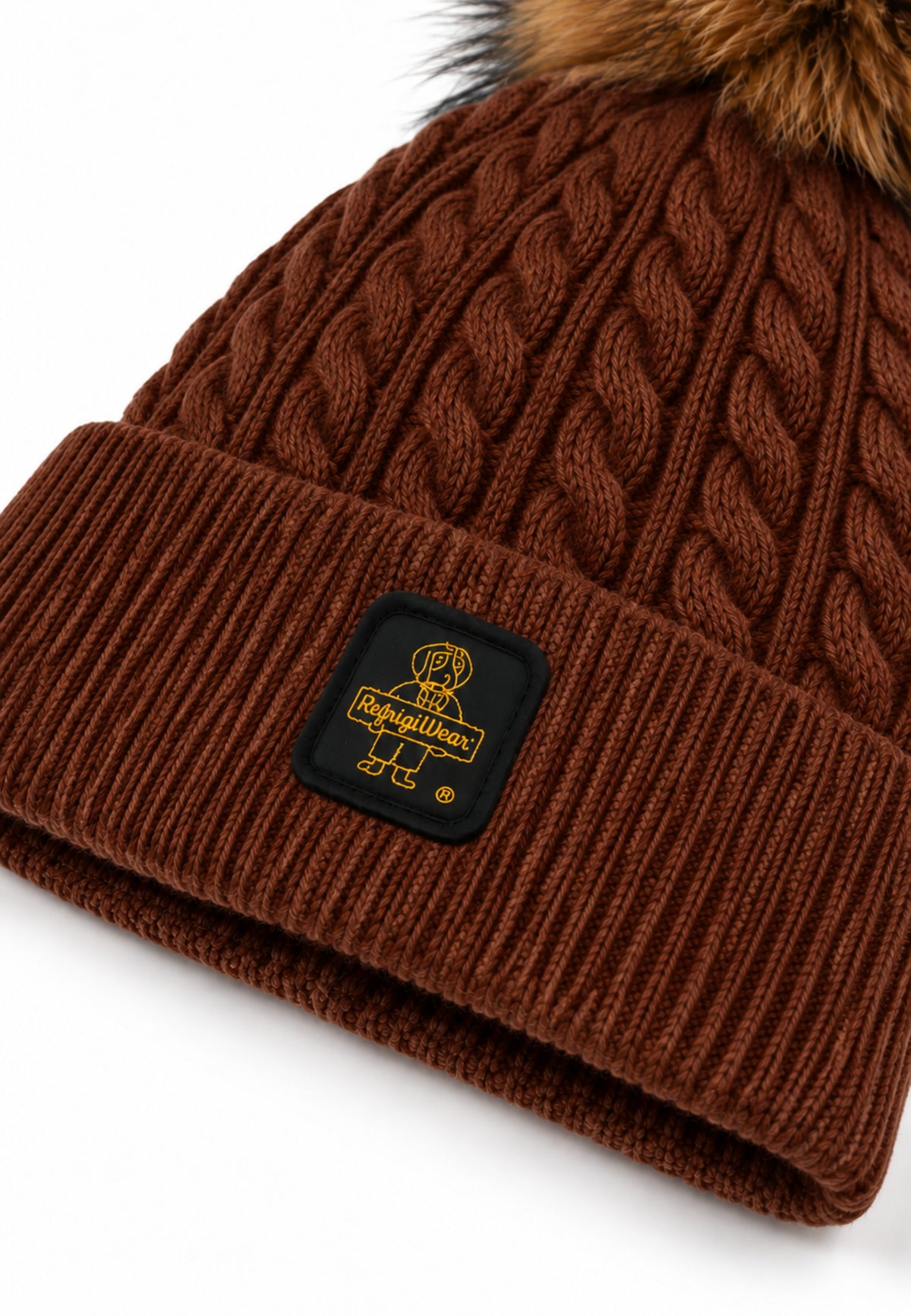 REFRIGIWEAR CAPPELLO A TRECCIA CON LOGO PATCH E POMPOM Bambine e ragazze RG2615FW26_