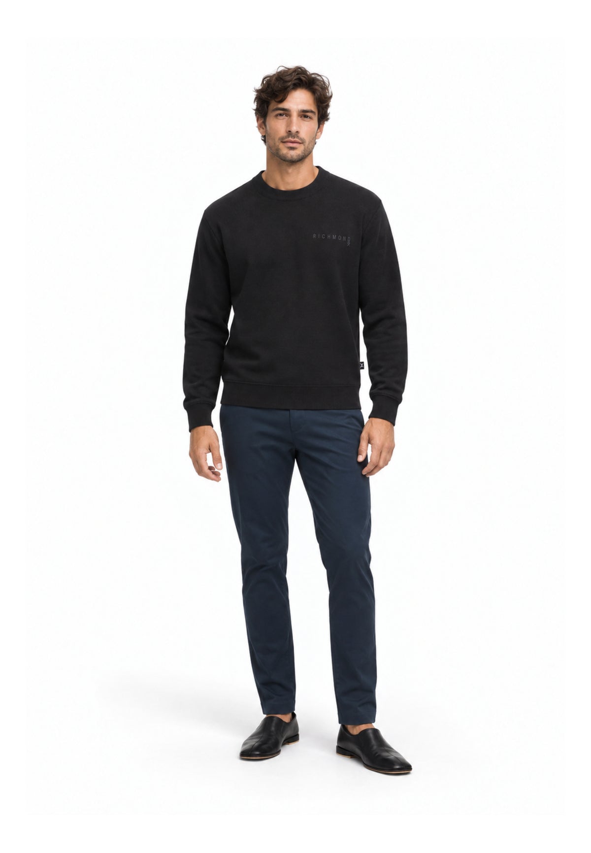 John Richmond maglia NERO IN LANA RASATA CON MINI LOGO Uomo uma26169ma.ne_