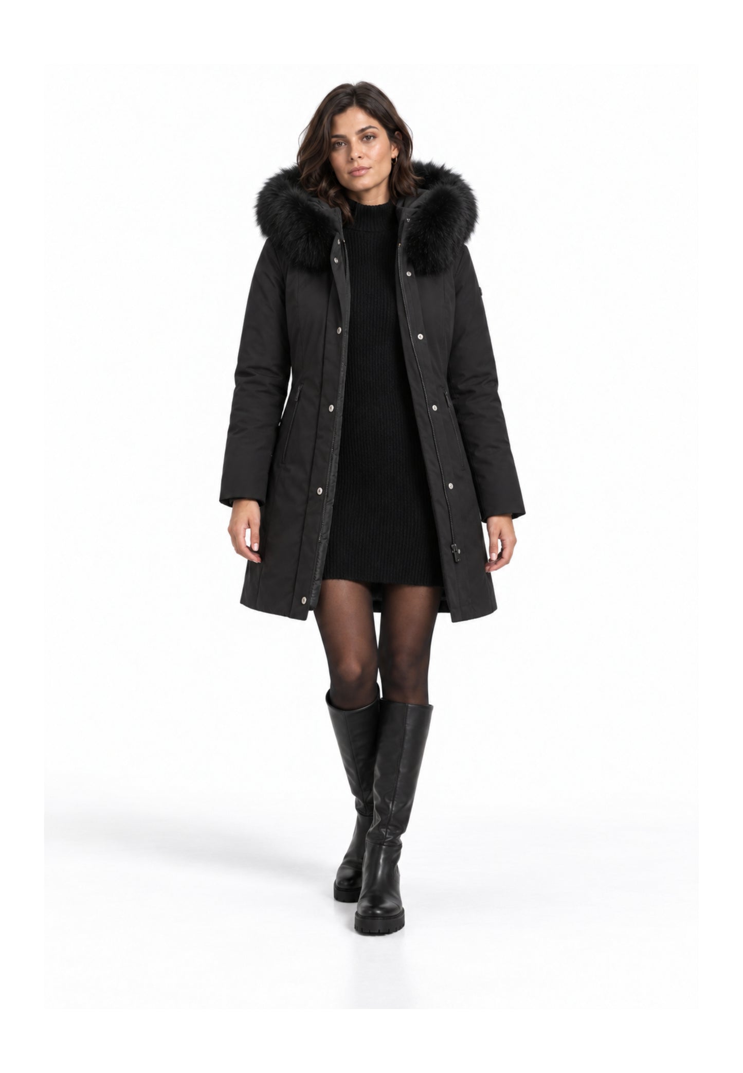 REFRIGIWEAR GIUBBOTTO NERO CON CAPPUCCIO E PELLICCIA Donna LADY TECH FUR JACKET.NE_