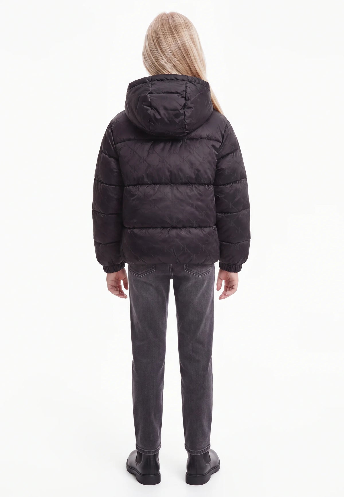 CALVIN KLEIN GIUBBOTTO NERO LOGATO CAPPUCCIO REMOVIBILE Bambine e ragazze LVCKFJM10G0GK.NE_