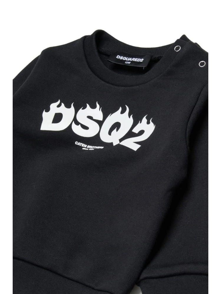 Dsquared felpa infant in cotone nero con stampa logo Bambino