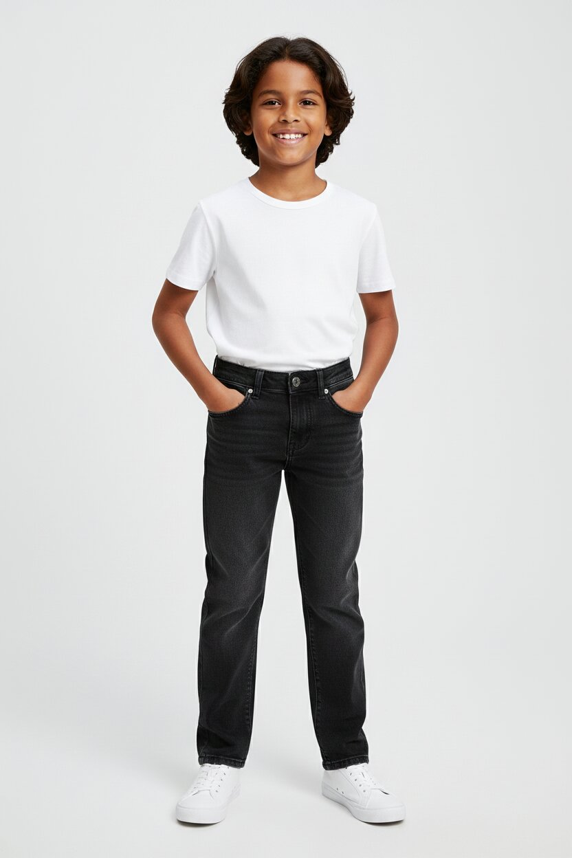 Calvin Klein Jeans Nero Bambino In Denim Slim Fit Passeggio PE26