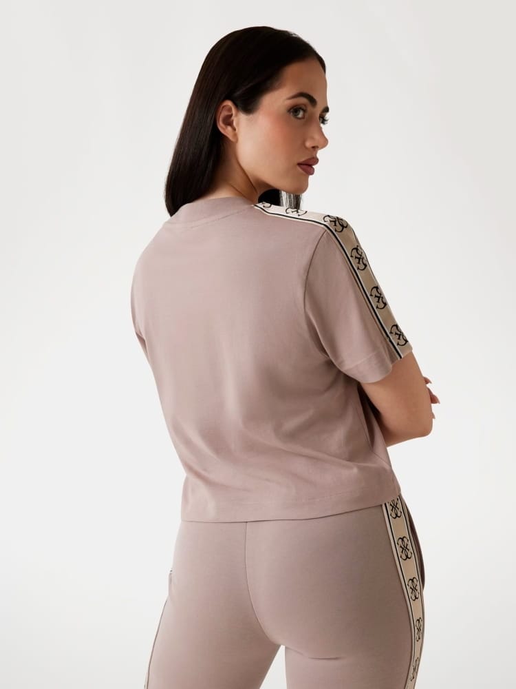 Guess tshirt beige donna banda con logo