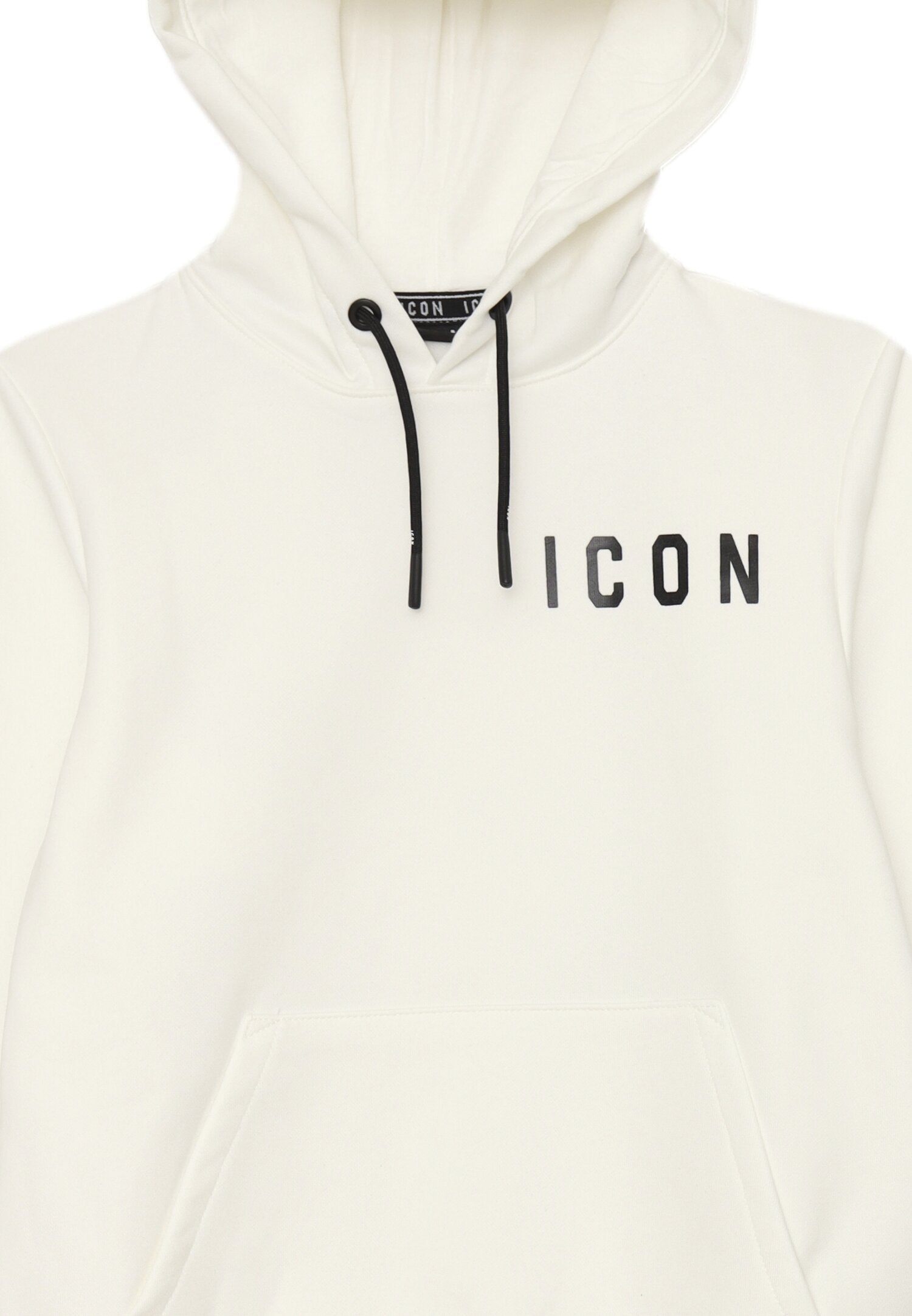 Icon Felpa Bianca Bambino In Cotone Con Cappuccio Sportivo AI25