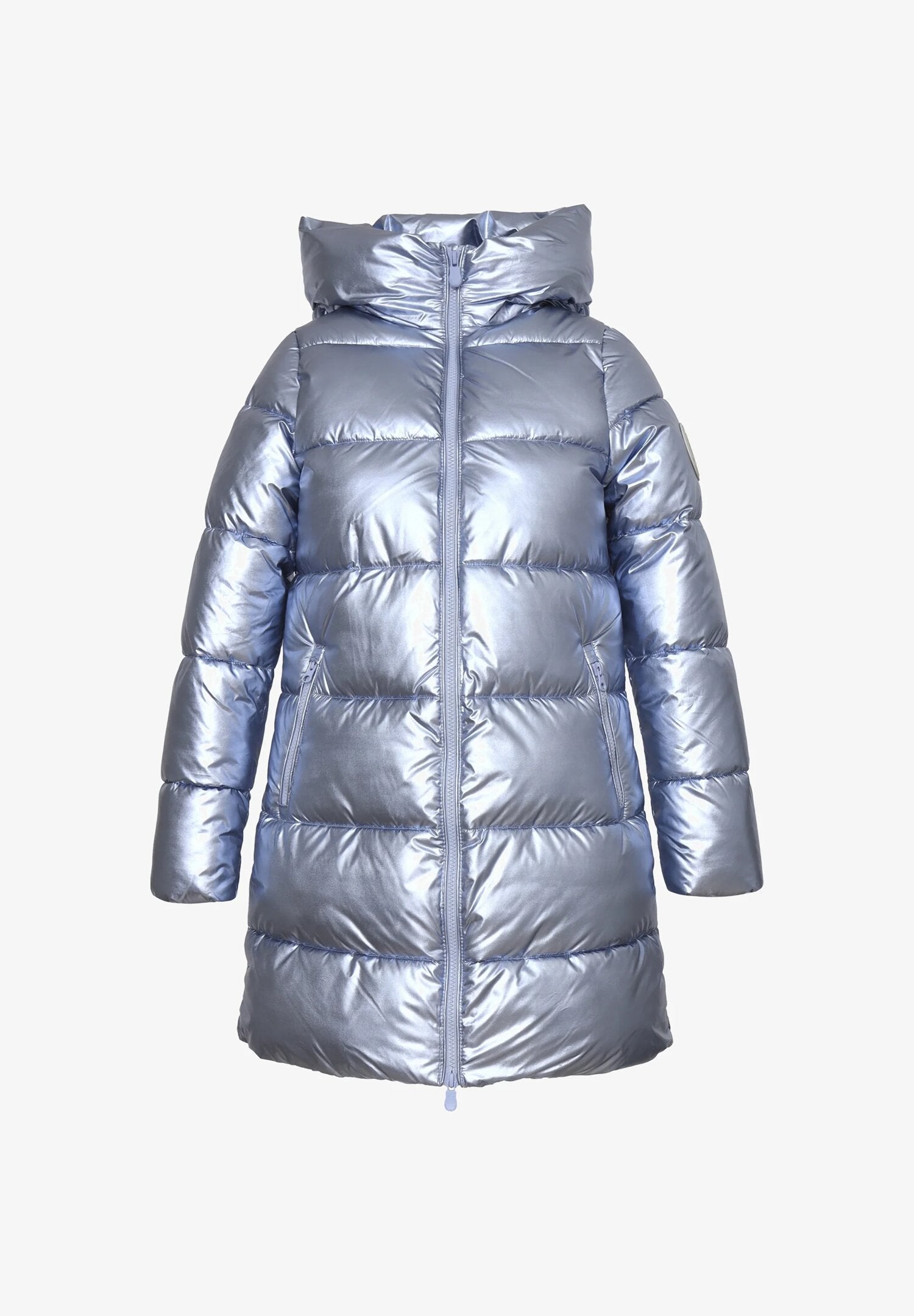 Save The Duck Giubbotto Celeste Bambina In Nylon Con Cappuccio Elegante AI25