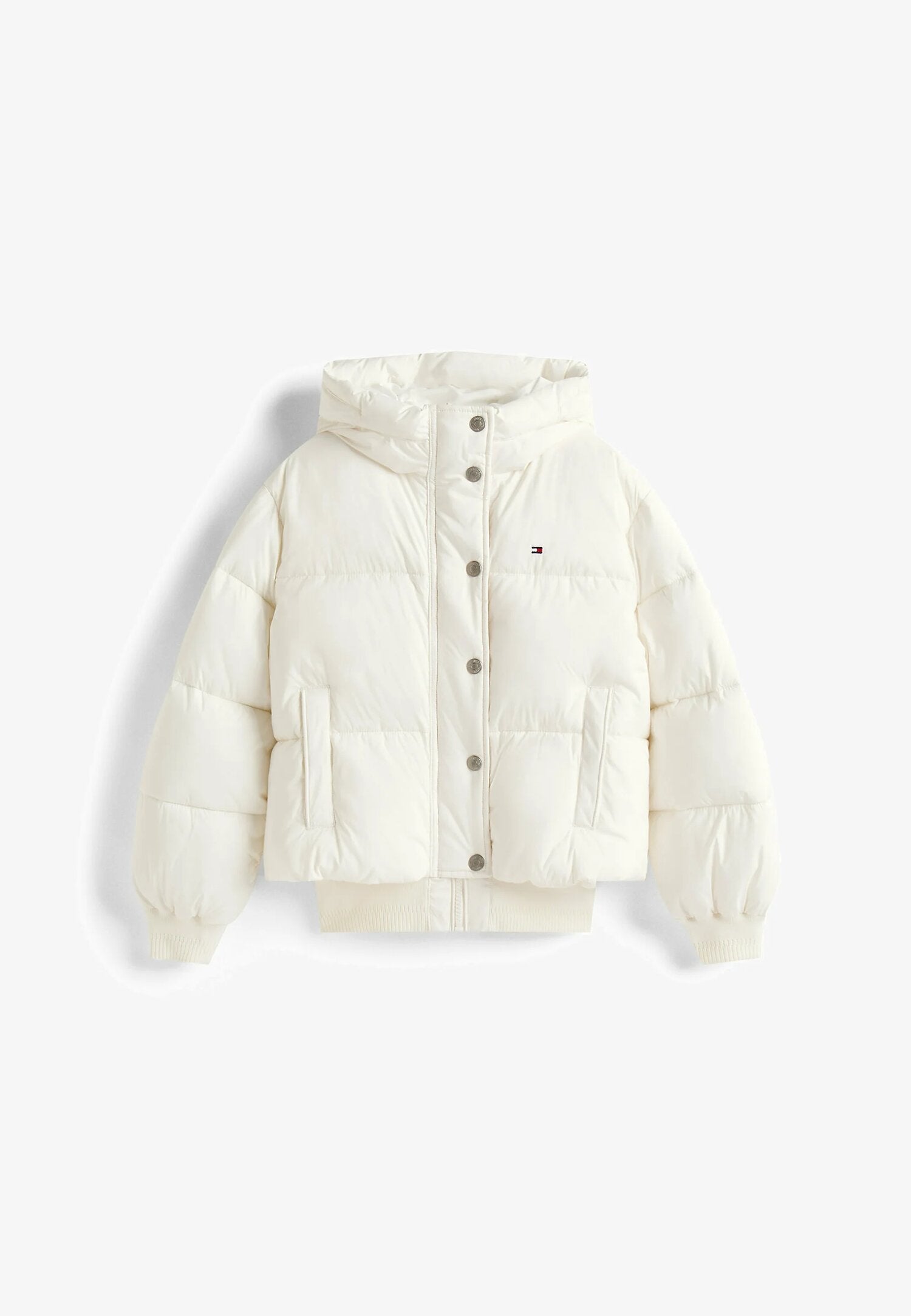 Tommy Hilfiger Giubotto Bianco Bambina In Nylon Con Cappuccio | Quotidiano AI25 | CammarataMode