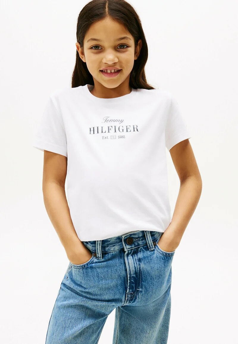 Tommy Hilfiger T-shirt Bianca Bambina Kids Junior Stampa Logo - BIANCO | CammarataMode
