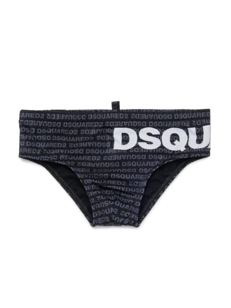 Dsquared costume da bagno slip kids/junior nero con logo Bambino