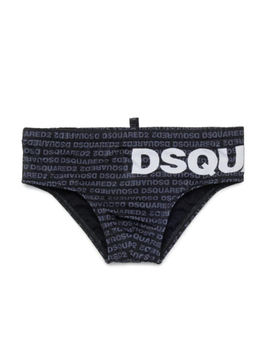 Dsquared costume da bagno slip kids/junior nero con logo Bambino