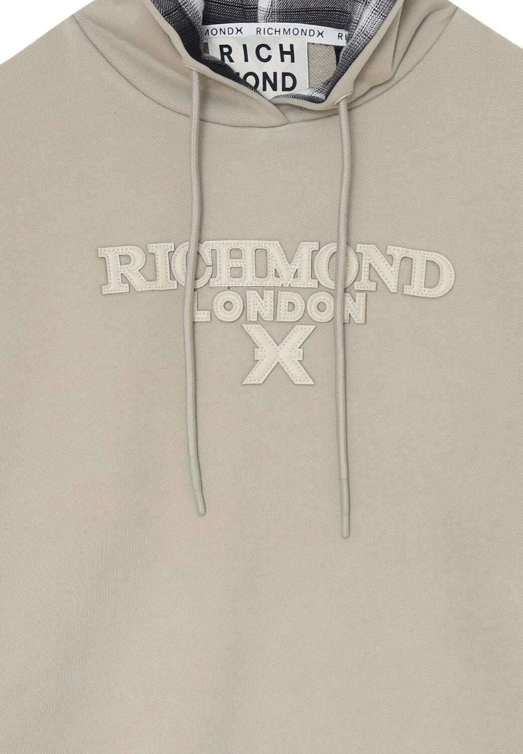 John Richmond felpa uomo beige con cappuccio logo cotone