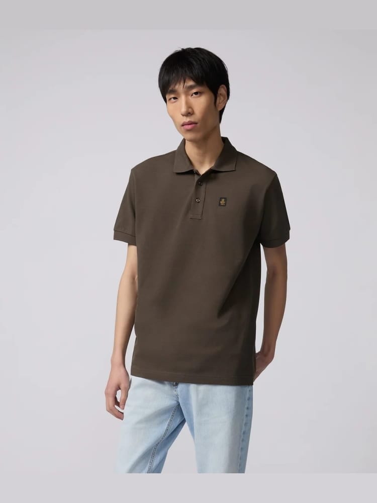 Refrigiwear polo marrone uomo mini logo