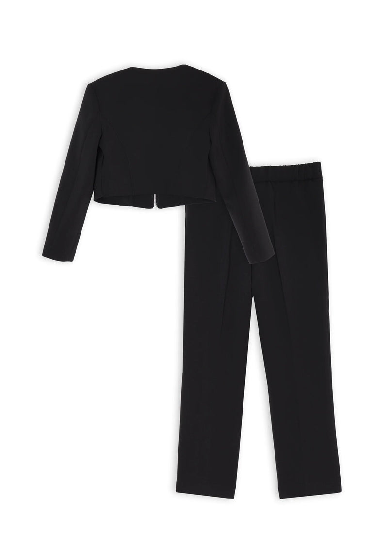 Completo Kocca nero bambina giacca zip e pantaloni eleganti - NERO | CammarataMode