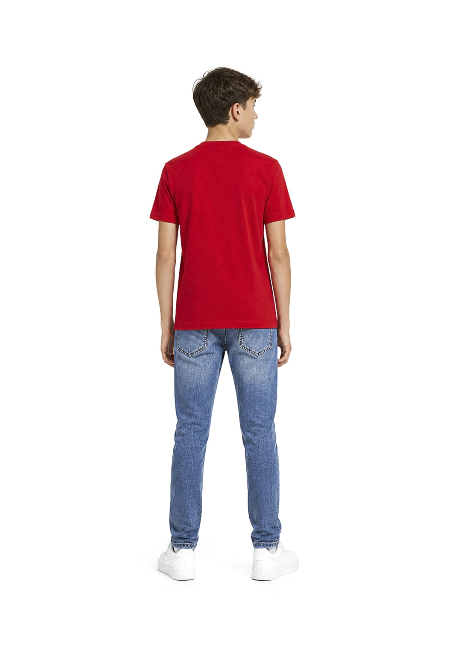 Diesel Tshirt Rossa Con Logo Verticale Grande Bambino MTOMS_