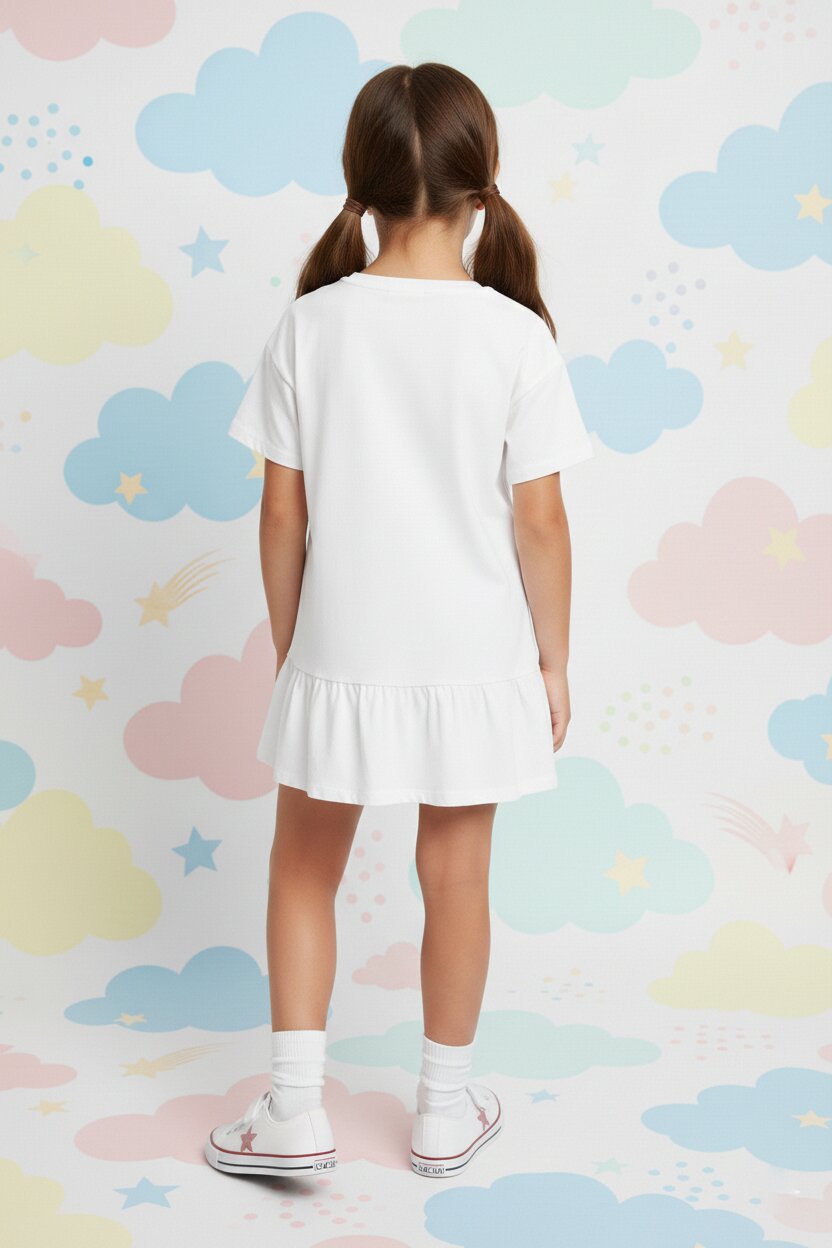 Moschino Abito Bianco Bambina Girocollo Estivo In Cotone 15523048522111_