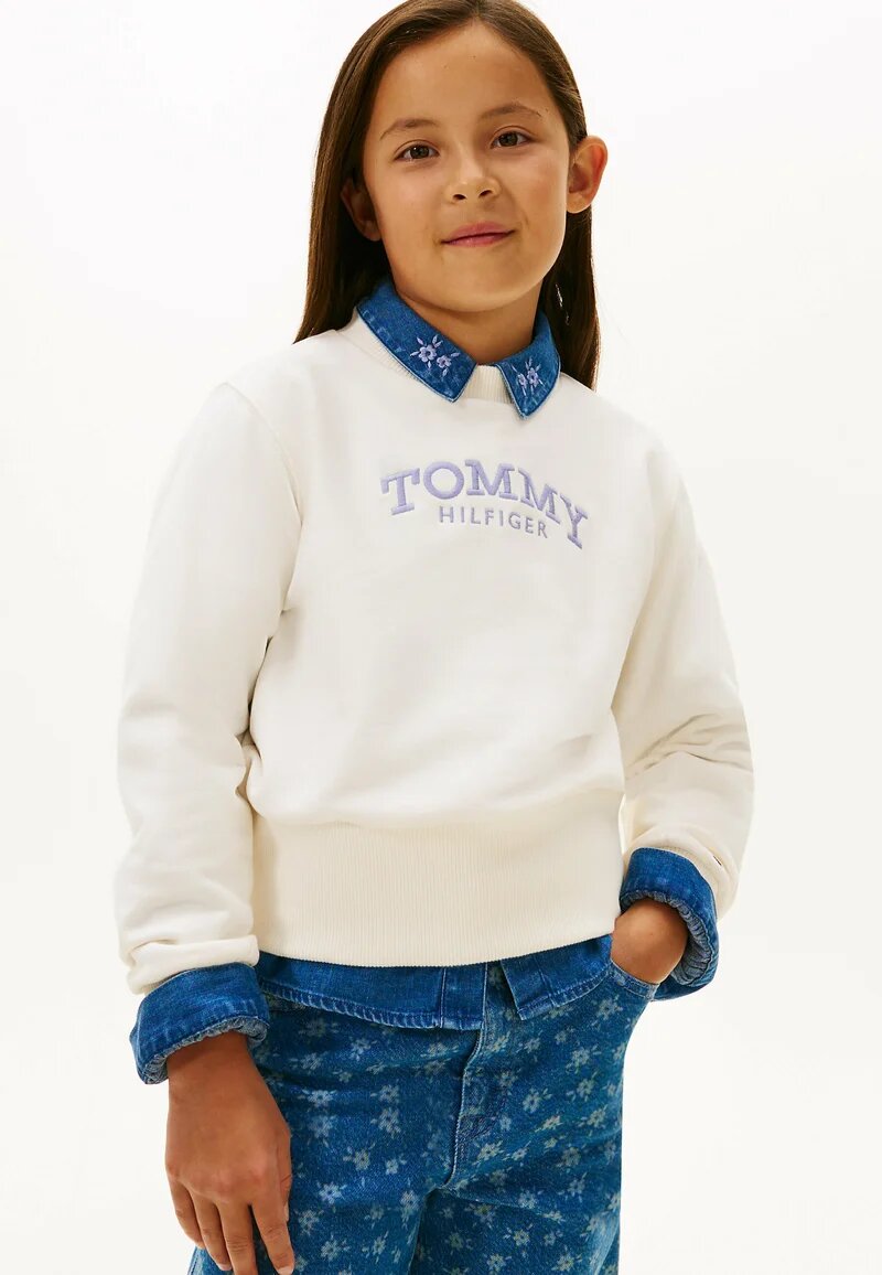 Tommy Hilfiger Felpa Ragazza Panna Vita Regolabile Quotidiano In Cotone KG0KG