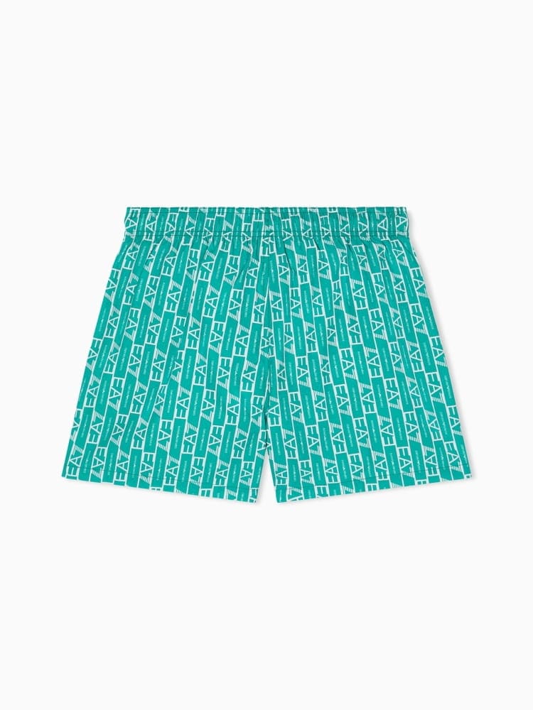 Emporio Armani costume da bagno boxer uomo turchese con logo all over Uomo