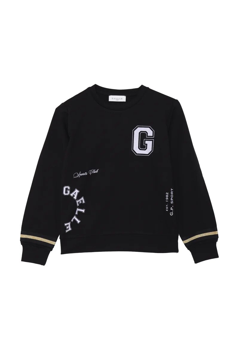 Gaelle Paris Completo Nero Bambina In Cotone Girocollo Sportivo AI25