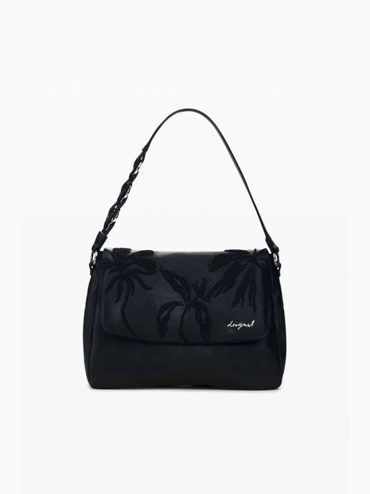 Desigual borsa zaino posadas in ecopelle nera con ricami