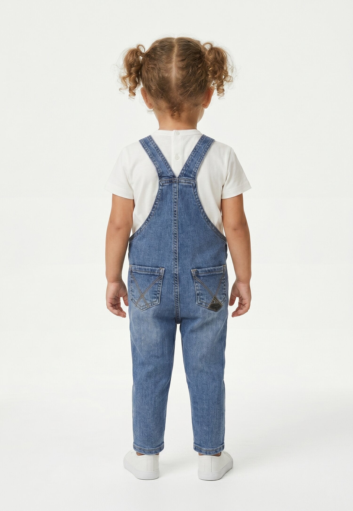Roy Roger's Salopet Di Jeans Con t-Shirt Bianca Neonata RG201/K1ROSA_