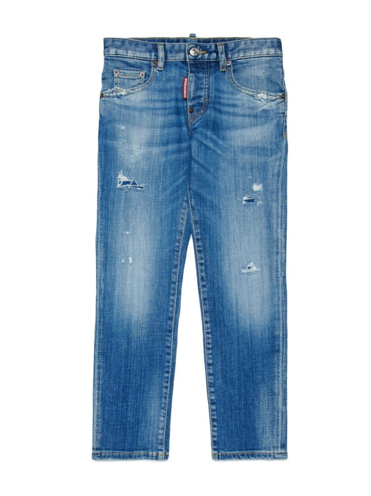 Dsquared jeans kids/junior straight lavaggio blu chiaro stanislav con micro rotture Bambino