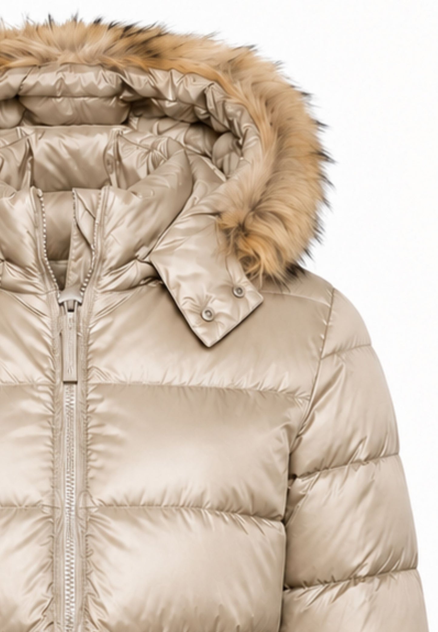 Bomboogie GIUBBOTTO BEIGE TRAPUNTATO CON CAPPUCCIO E PELLICCIA NATURALE Bambine e ragazze CG 363V T DLC6.BEIGE_
