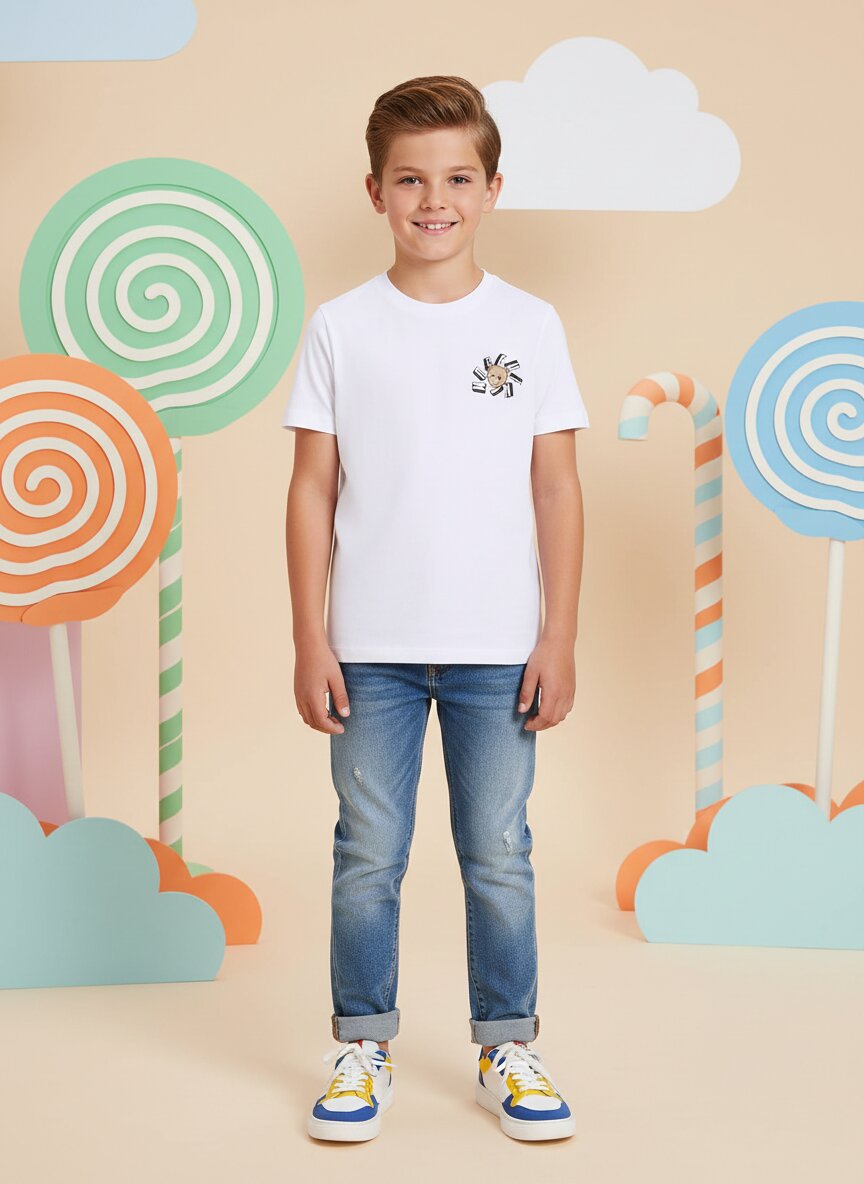 Moschino Tshirt Bianco Bambino Girocollo Estivo In Cotone 15526757728639_