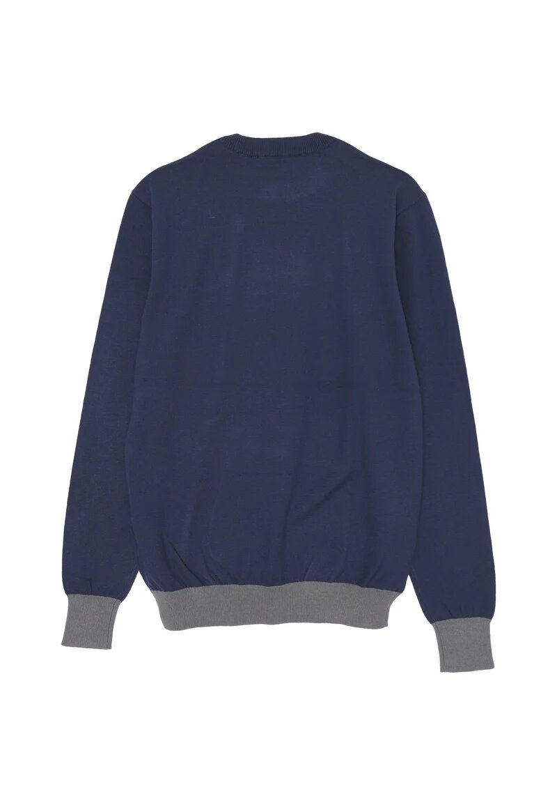 John Richmond Maglione Blu Uomo Colorblock In Lana e Cotone Girocollo Elegante