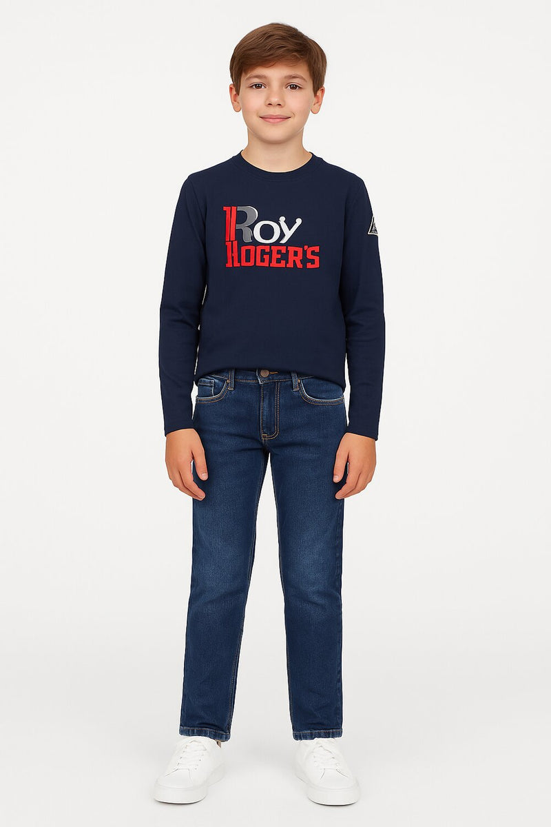 Roy Rogers Maglietta Manica Lunga Bambino – Dark Blue Cotone 100% - BLU | CammarataMode
